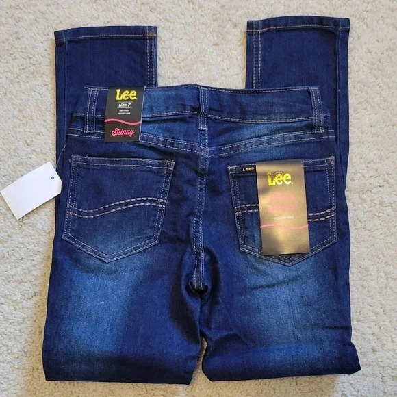 Lee Jeans 7 Girl's NWT Skinny Super Stretch Adjustable Waist Includes Sunglasses - Picture 3 of 3
